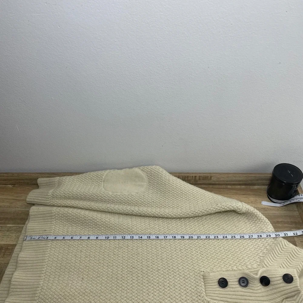 Schott Bros Wool Blend Mock Neck Button Sweater Cream Elbow Patches Men 2XL READ - Picture 10 of 10